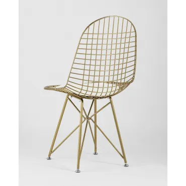 Стул обеденный Eiffel золотой с белой подушкой 4 шт Stool Group УТ000037507 от ImperiumLoft