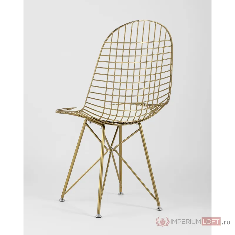 Стул обеденный Eiffel золотой с белой подушкой 4 шт Stool Group УТ000037507 от ImperiumLoft