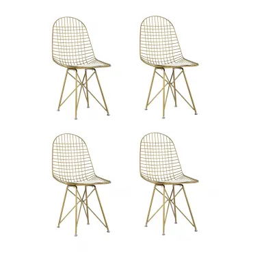 Стул обеденный Eiffel золотой с белой подушкой 4 шт Stool Group УТ000037507