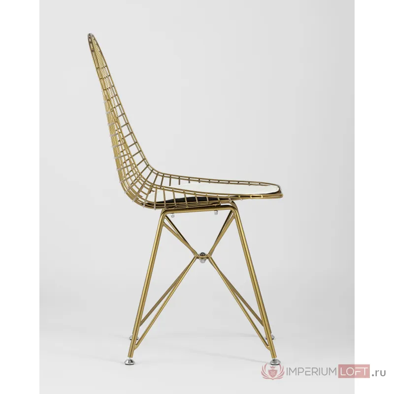 Стул обеденный Eiffel золотой с белой подушкой 4 шт Stool Group УТ000037507 от ImperiumLoft