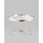 Журнальный столик Гера 80*80см белая керамика сталь серебро Stool Group УТ000039403 от ImperiumLoft