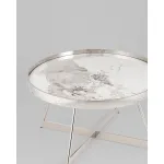 Журнальный столик Гера 80*80см белая керамика сталь серебро Stool Group УТ000039403 от ImperiumLoft