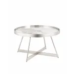 Журнальный столик Гера 80*80см белая керамика сталь серебро Stool Group УТ000039403 от ImperiumLoft