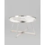 Журнальный столик Гера 80*80см белая керамика сталь серебро Stool Group УТ000039403 от ImperiumLoft