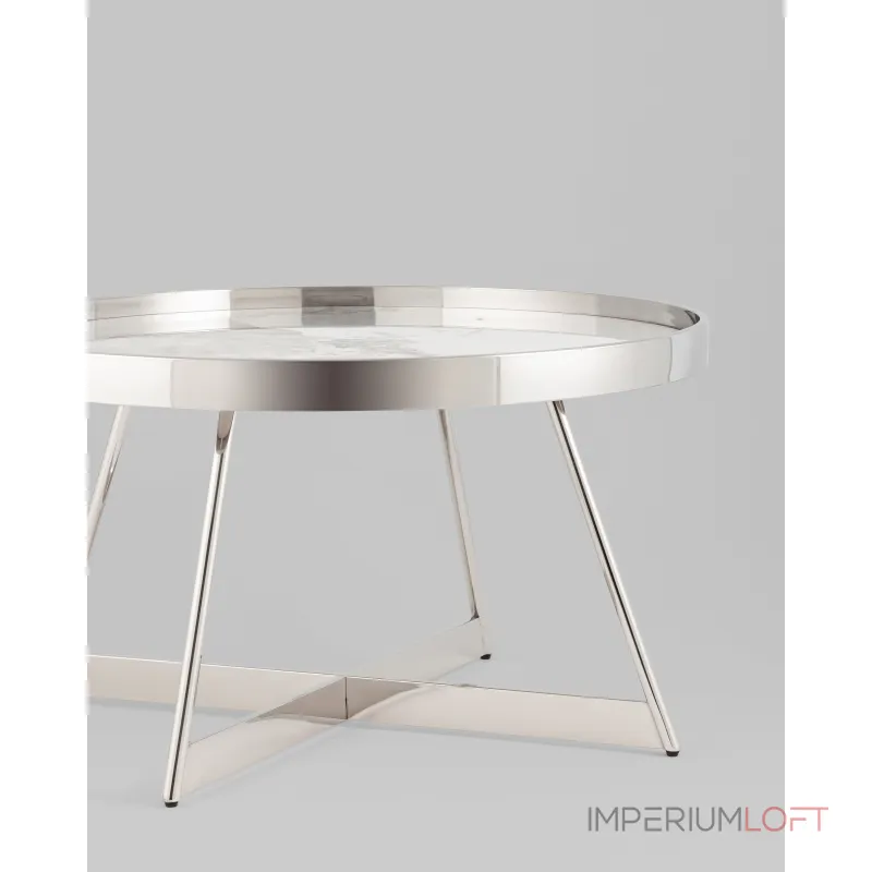 Журнальный столик Гера 80*80см белая керамика сталь серебро Stool Group УТ000039403 Журнальный столик Гера 80*80см белая керамика сталь серебро Stool Group УТ000039403