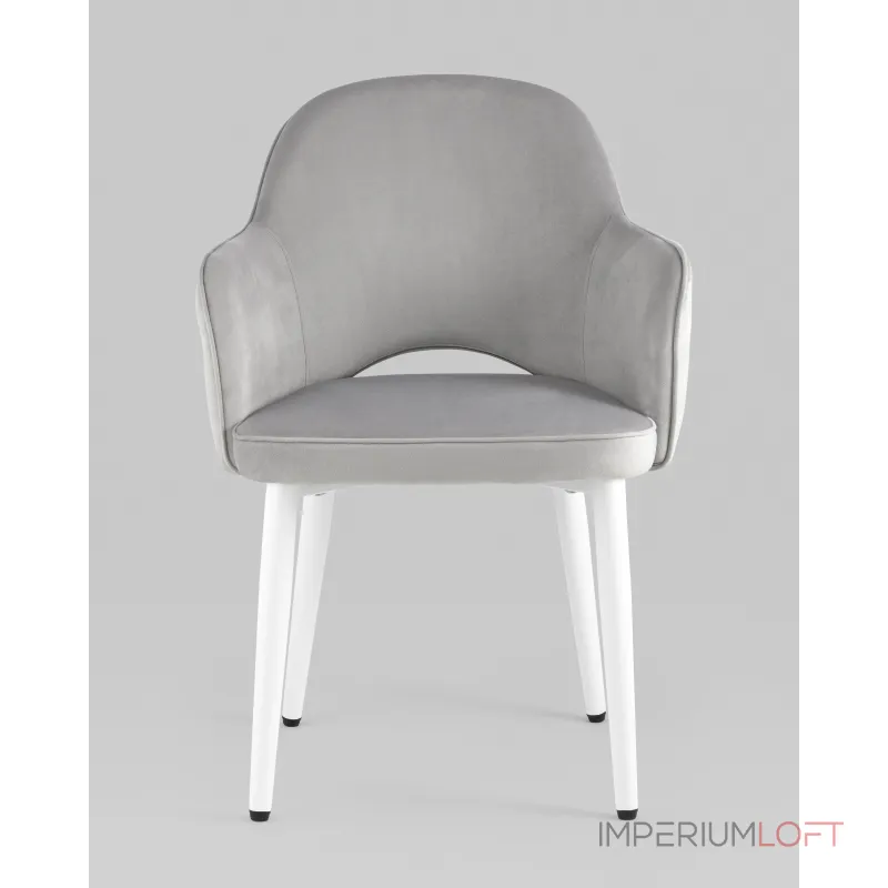 Стул Венера велюр серебристый ножки белые 2 шт Stool Group УТ000038665