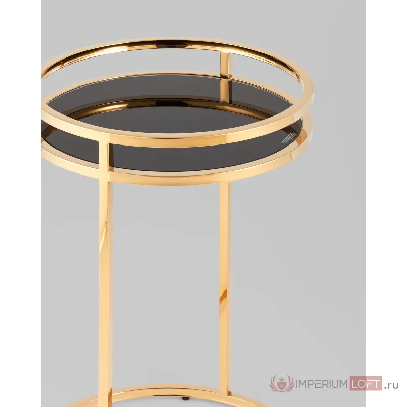 Журнальный столик Гестия 41*60см стекло черное сталь золото Stool Group УТ000039402 от ImperiumLoft