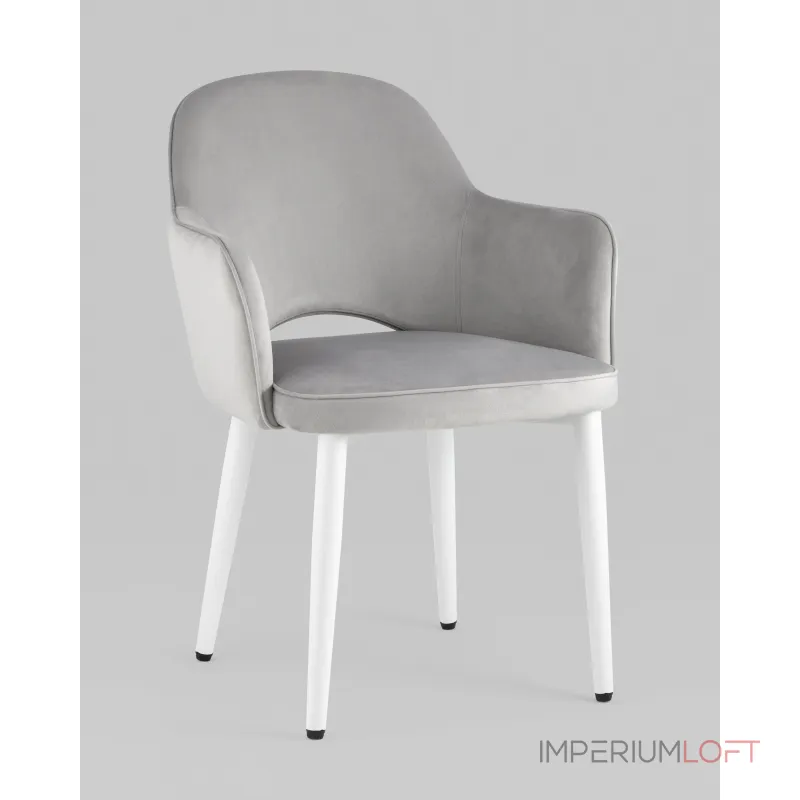 Стул Венера велюр серебристый ножки белые 2 шт Stool Group УТ000038665