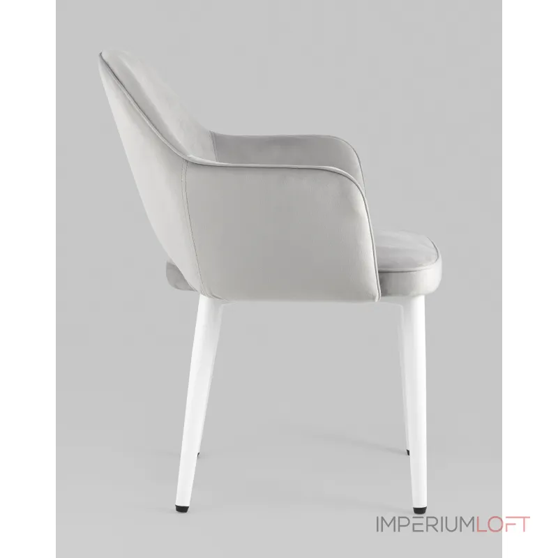 Стул Венера велюр серебристый ножки белые 2 шт Stool Group УТ000038665