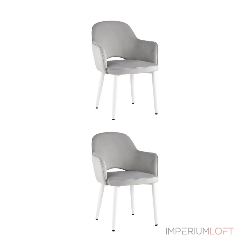 Стул Венера велюр серебристый ножки белые 2 шт Stool Group УТ000038665