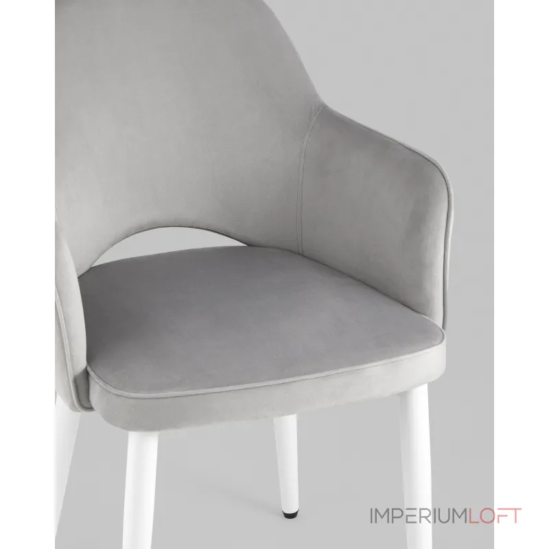 Стул Венера велюр серебристый ножки белые 2 шт Stool Group УТ000038665