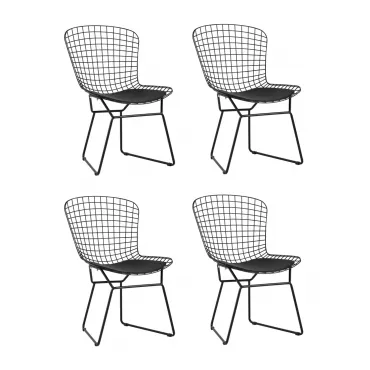 Стул обеденный Bertoia черный с черной подушкой 4 шт Stool Group УТ000037503