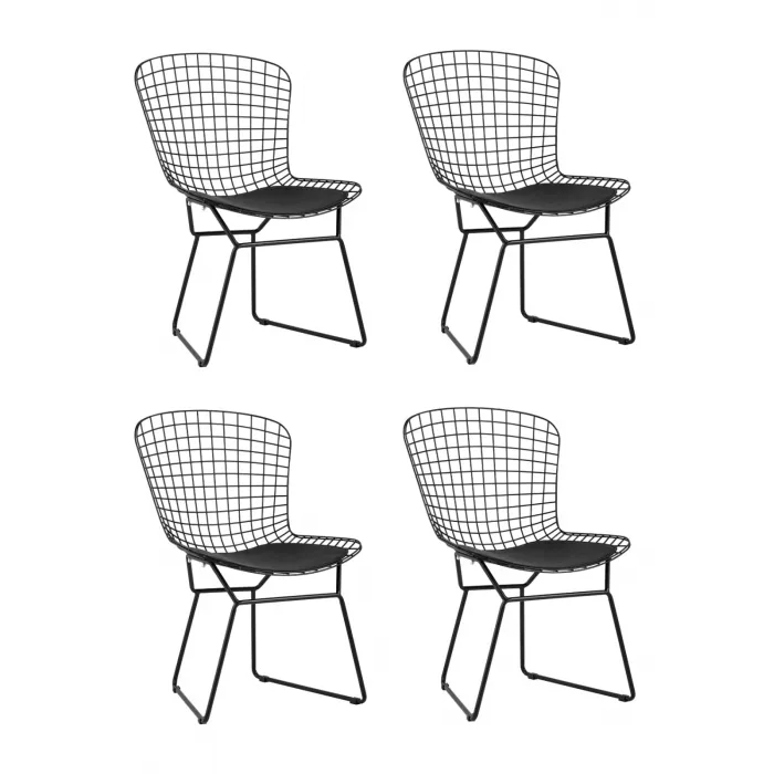 Стул обеденный Bertoia черный с черной подушкой 4 шт Stool Group УТ000037503 от ImperiumLoft