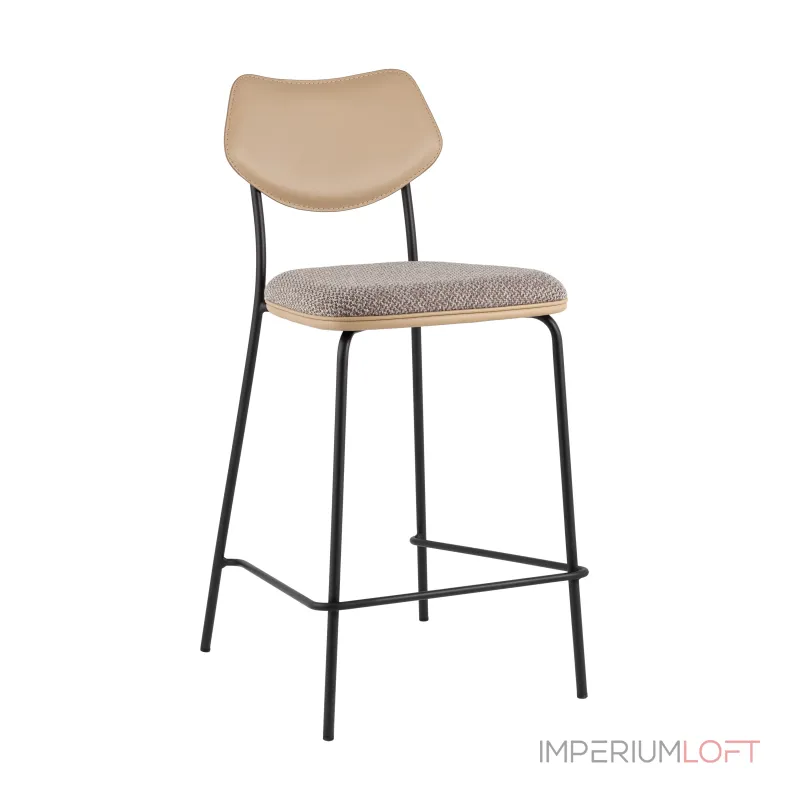 Стул полубарный Casey серо-коричневый с бежевой экокожей Stool Group УТ000039576