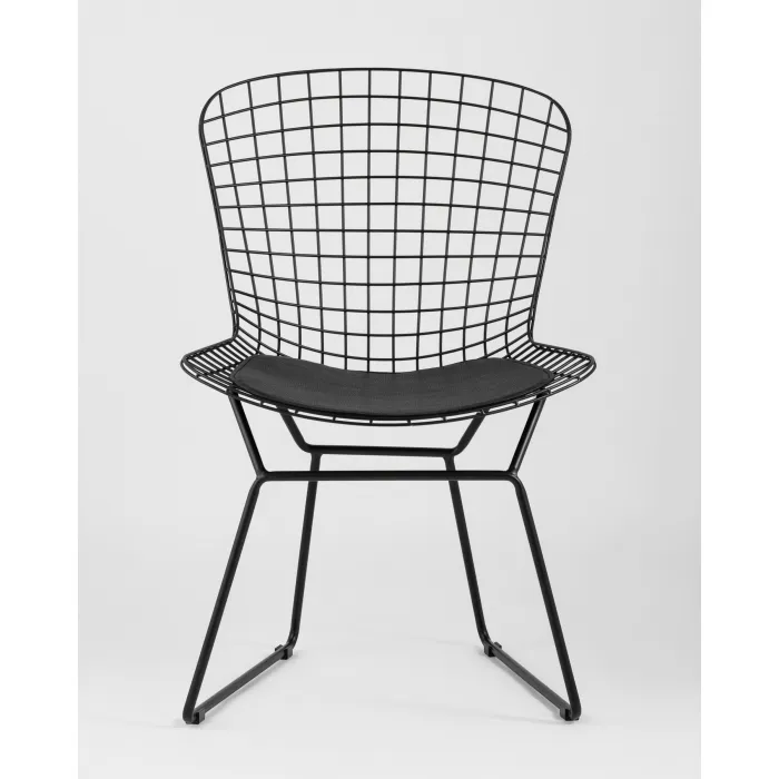 Стул обеденный Bertoia черный с черной подушкой 4 шт Stool Group УТ000037503 от ImperiumLoft