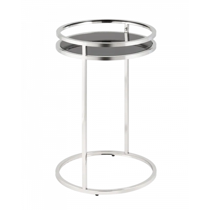 Журнальный столик Гестия 41*60см стекло черное сталь серебро Stool Group УТ000039401 от ImperiumLoft