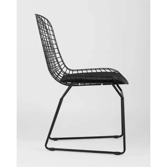 Стул обеденный Bertoia черный с черной подушкой 4 шт Stool Group УТ000037503 от ImperiumLoft