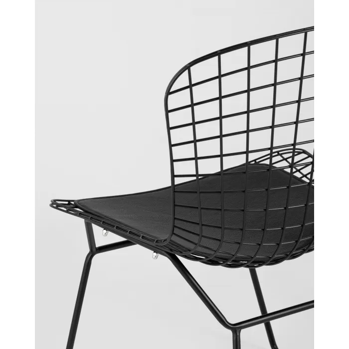 Стул обеденный Bertoia черный с черной подушкой 4 шт Stool Group УТ000037503 от ImperiumLoft