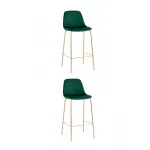 Стул барный Валенсия SN велюр зеленый золотые ножки 2 шт Stool Group УТ000038301 от ImperiumLoft