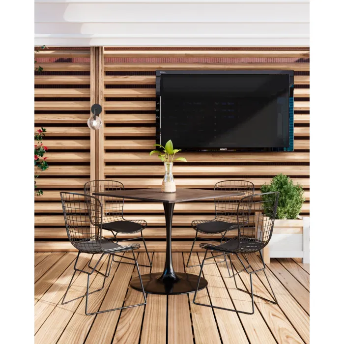 Стул обеденный Bertoia черный с черной подушкой 4 шт Stool Group УТ000037503 от ImperiumLoft