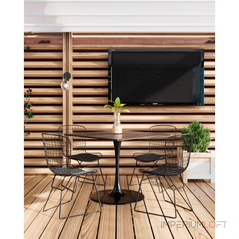 Стул обеденный Bertoia черный с черной подушкой 4 шт Stool Group УТ000037503 Стул обеденный Bertoia черный с черной подушкой 4 шт Stool Group УТ000037503