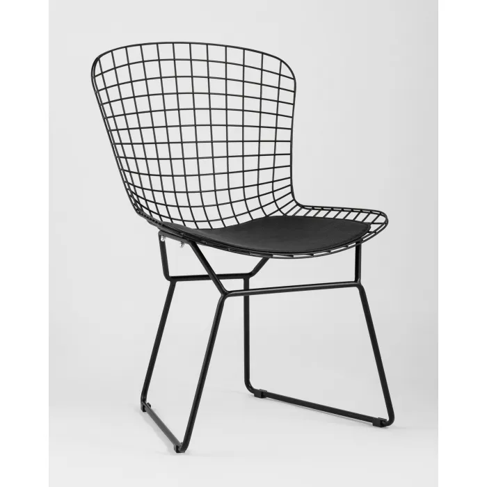 Стул обеденный Bertoia черный с черной подушкой 4 шт Stool Group УТ000037503 от ImperiumLoft