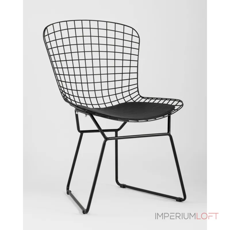 Стул обеденный Bertoia черный с черной подушкой 4 шт Stool Group УТ000037503 Стул обеденный Bertoia черный с черной подушкой 4 шт Stool Group УТ000037503