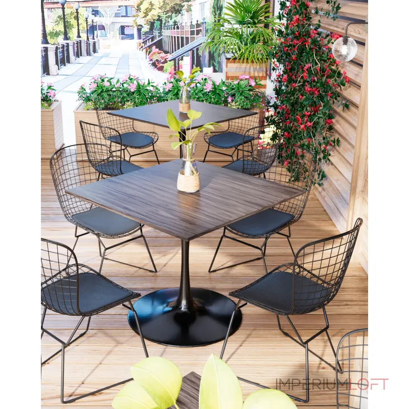 Стул обеденный Bertoia черный с черной подушкой 4 шт Stool Group УТ000037503 Стул обеденный Bertoia черный с черной подушкой 4 шт Stool Group УТ000037503