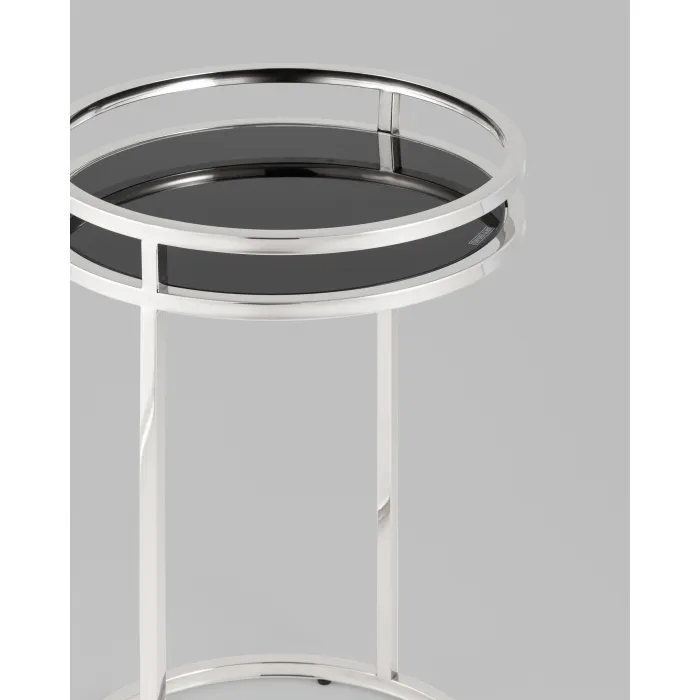Журнальный столик Гестия 41*60см стекло черное сталь серебро Stool Group УТ000039401 от ImperiumLoft