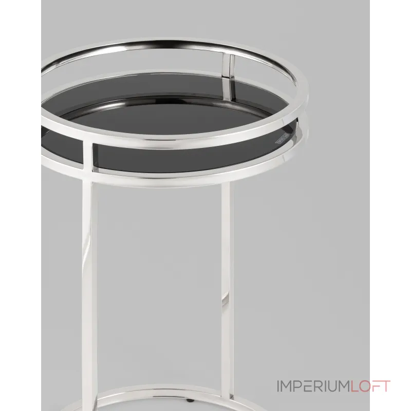 Журнальный столик Гестия 41*60см стекло черное сталь серебро Stool Group УТ000039401 Журнальный столик Гестия 41*60см стекло черное сталь серебро Stool Group УТ000039401