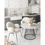 Стол обеденный Ливерпуль 110*110 белый мрамор черная ножка Stool Group УТ000038564 от ImperiumLoft
