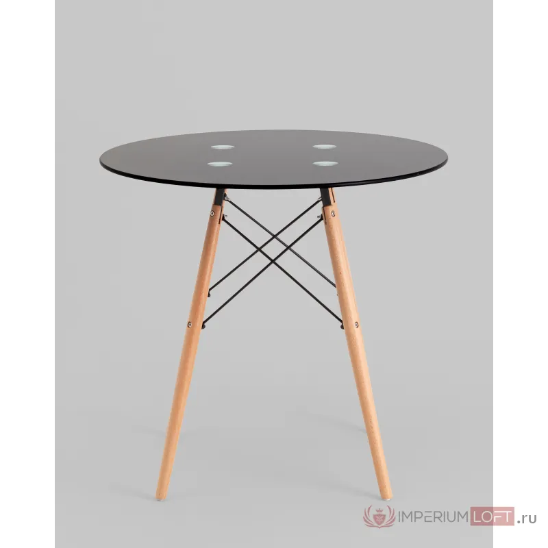 Стол круглый EAMES DSW NEW D80 стеклянный черный Stool Group УТ000039069 от ImperiumLoft