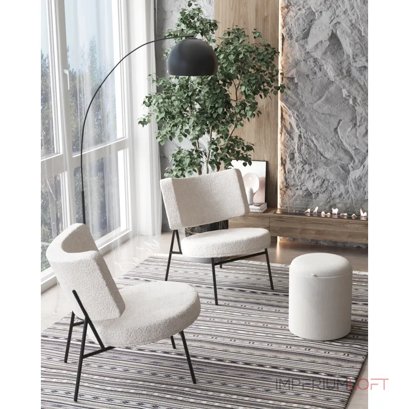 Кресло District Lounge букле белый Stool Group УТ000039109