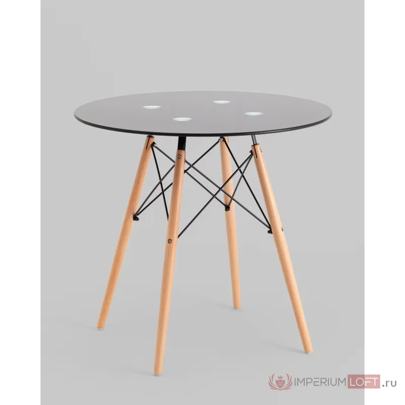 Стол круглый EAMES DSW NEW D80 стеклянный черный Stool Group УТ000039069 от ImperiumLoft