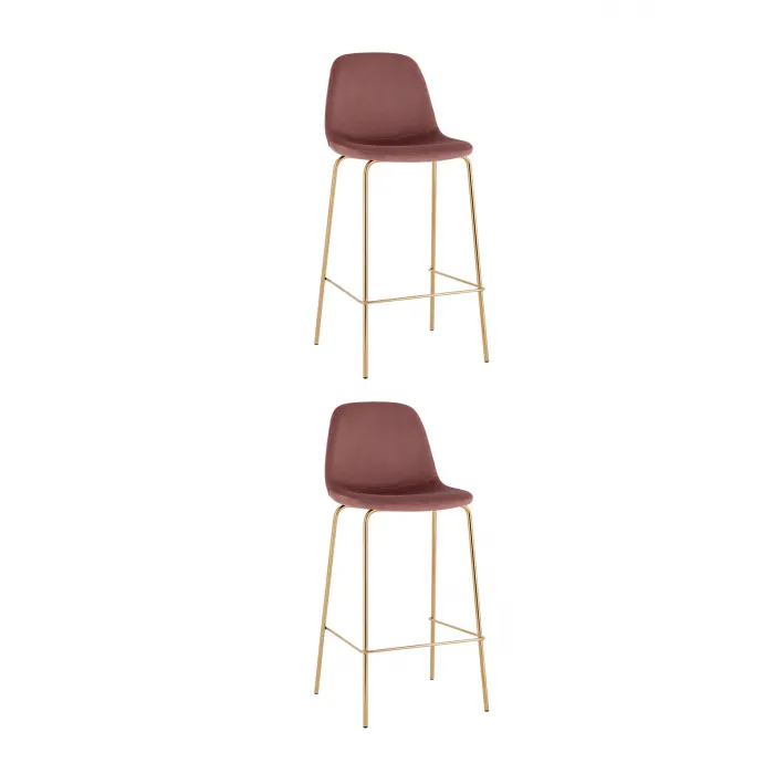 Стул барный Валенсия SN велюр пыльно-розовый золотые ножки 2 шт Stool Group УТ000038303 от ImperiumLoft