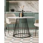 Стол обеденный Ливерпуль 110*110 белый мрамор черная ножка Stool Group УТ000038564 от ImperiumLoft