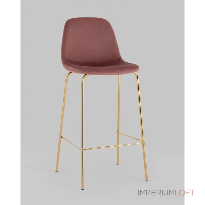 Стул барный Валенсия SN велюр пыльно-розовый золотые ножки 2 шт Stool Group УТ000038303