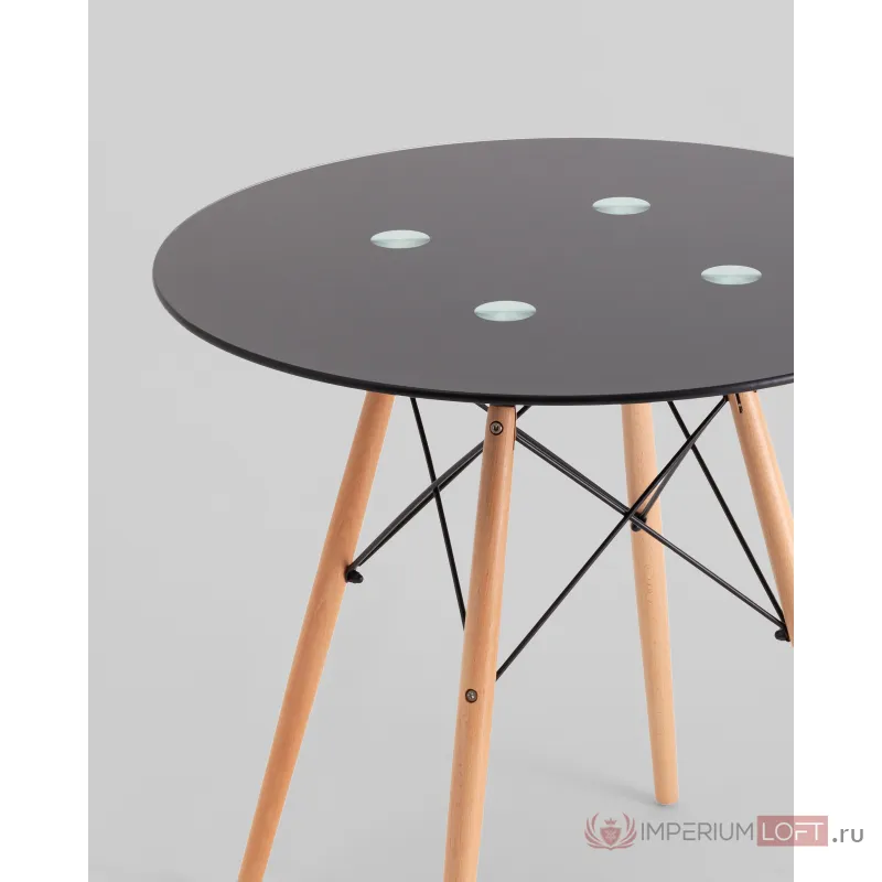 Стол круглый EAMES DSW NEW D80 стеклянный черный Stool Group УТ000039069 от ImperiumLoft
