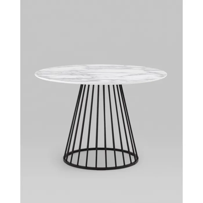 Стол обеденный Ливерпуль 110*110 белый мрамор черная ножка Stool Group УТ000038564 от ImperiumLoft
