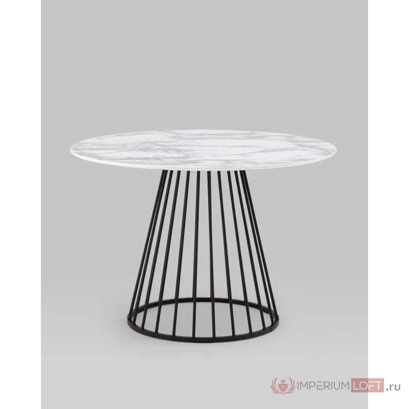 Стол обеденный Ливерпуль 110*110 белый мрамор черная ножка Stool Group УТ000038564 от ImperiumLoft