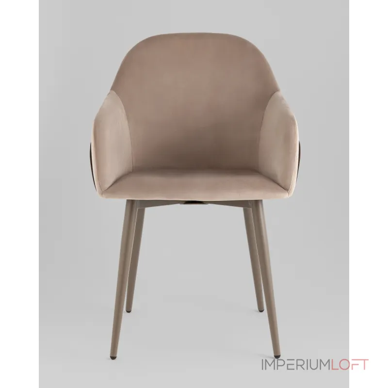 Стул Новел New велюр серо-коричневый, ножки бежево-серые Stool Group УТ000039823