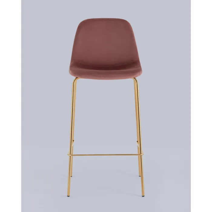 Стул барный Валенсия SN велюр пыльно-розовый золотые ножки 2 шт Stool Group УТ000038303 от ImperiumLoft