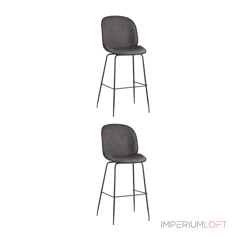 Стул барный Beetle PU со спинкой серый 2 шт Stool Group УТ000038313