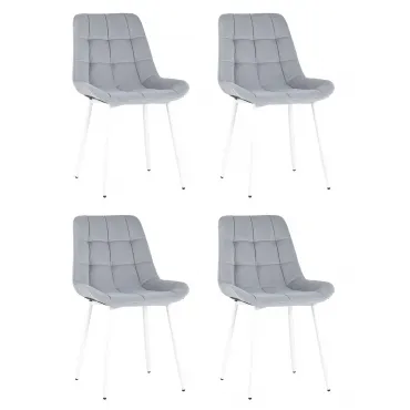 Стул Флекс велюр светло-серый белые ножки 4 шт. Stool Group УТ000035414