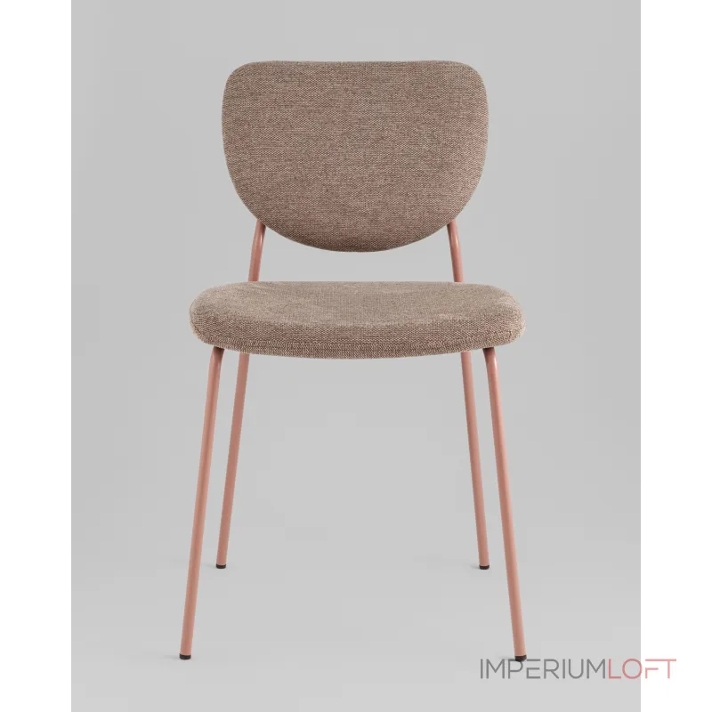 Стул обеденный Gigi шенилл коричневый розовые ножки Stool Group УТ000039033