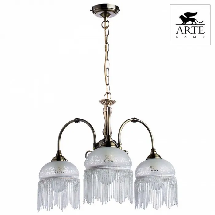 Подвесная люстра Arte Lamp Victoriana A3191LM-3AB Цвет арматуры бронза Цвет плафонов белый от ImperiumLoft