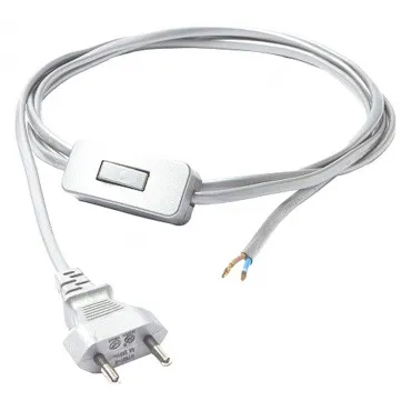 Сетевой провод с выключателем  Nowodvorski Cameleon Cable WITH SWITCH WH 8612 цвет арматуры белый от ImperiumLoft