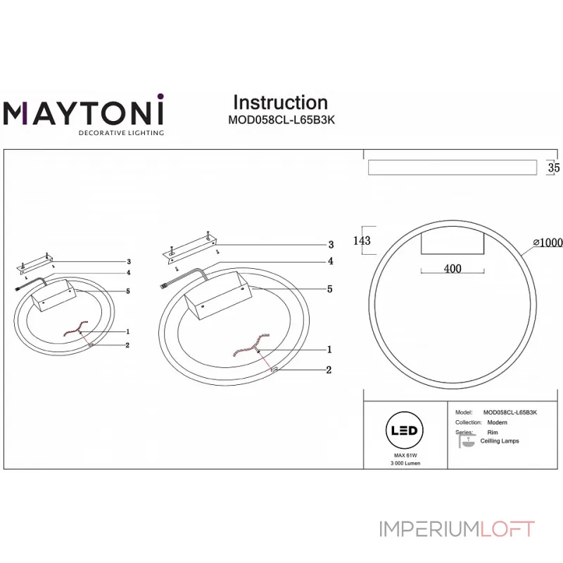 Потолочный светильник Maytoni MOD058CL-L65B3K