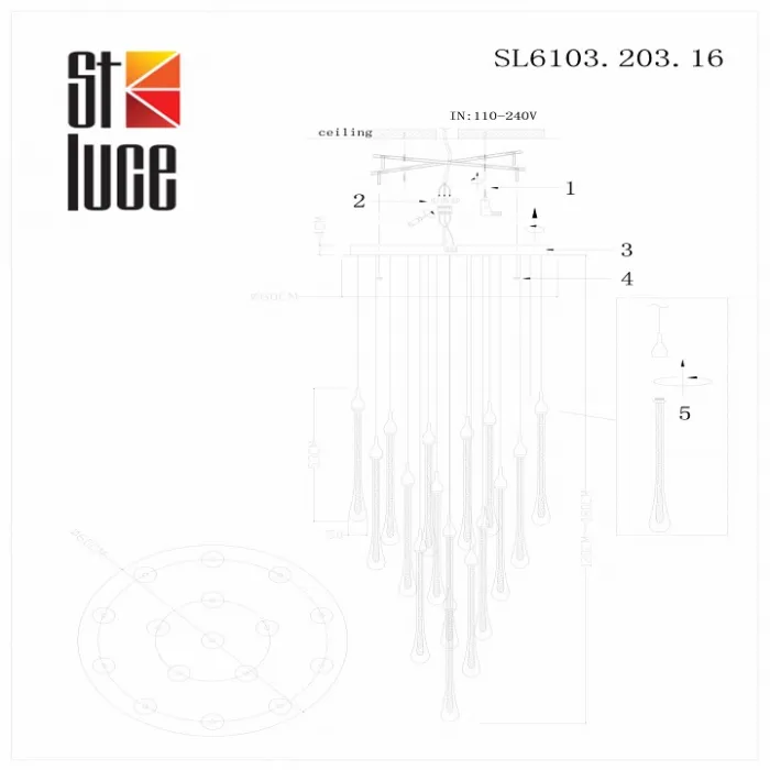 Подвесная люстра ST-Luce Faenza SL6103.203.16 Цвет арматуры Желтый Цвет плафонов Неокрашенный от ImperiumLoft