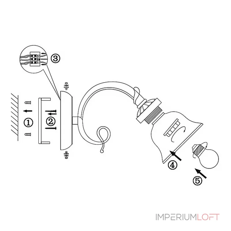 Бра Globo Odin 60208W Цвет арматуры бронза Цвет плафонов белый
